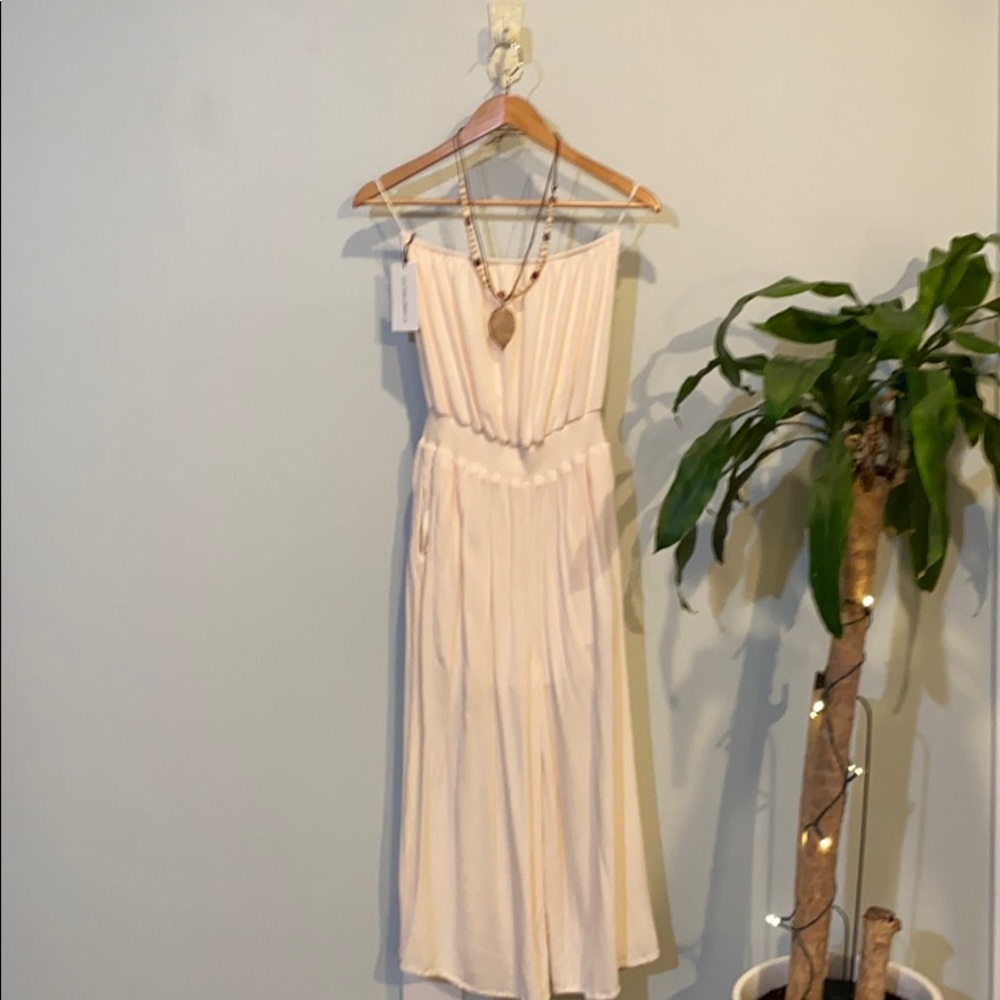 Cream color strapless jumpsuit